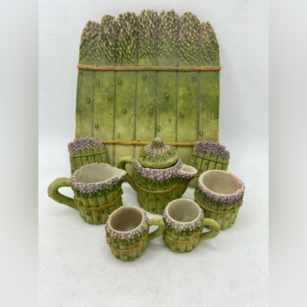 Asparagus Miniature Tea Set Vegetable Resin Material